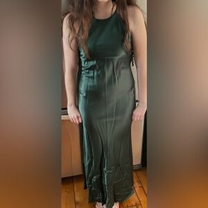 Elegant Green Satin Dress